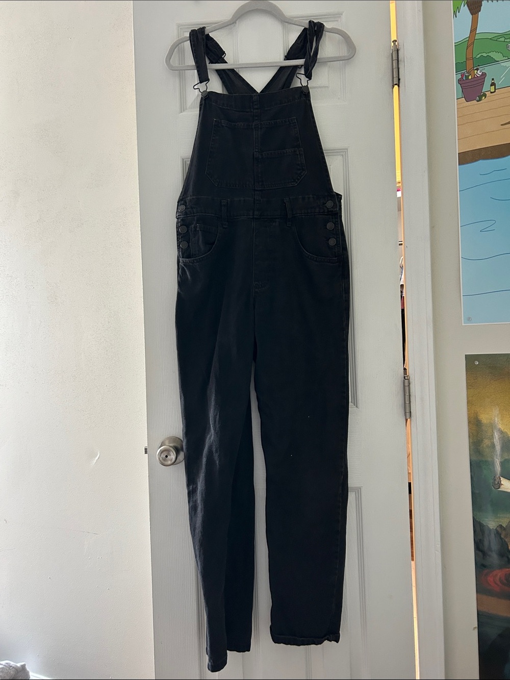 We The Free Black Denim Overalls